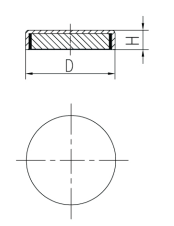 Shallow Pot Magnet SWF1 Line Drawing