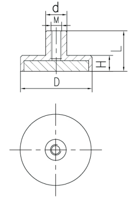 Magnet Threaded SWN2 Line Drawing