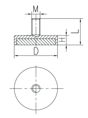 Magnet Threaded SWN4 Line Drawing
