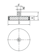 Magnet Threaded SWF2 Line Drawing