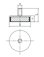 Magnet Threaded SWF3 Line Drawing