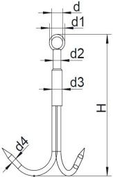 Metal Grappling Hook 95 130 145 180 Structure